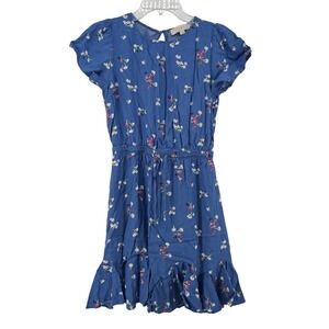 LOFT Womens Blue Floral Mini Dress Size S Spring Summer Girly Preppy Coastal